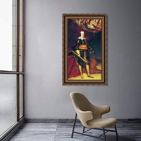 INVIN ART Framed Canvas Art Giclee Print Felipe IV armed and with a lion at his feet by Diego Velazquez Wall Art Living Room Home Office Decorations