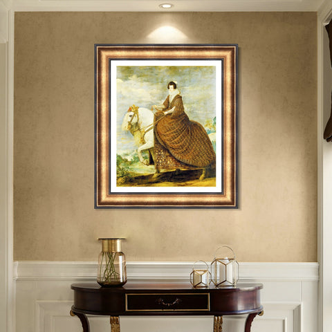 INVIN ART Framed Canvas Art Giclee Print Queen Elizabeth of Bourbon, on horseback by the Christian Soul by Diego Velazquez Wall Art Living Decorations