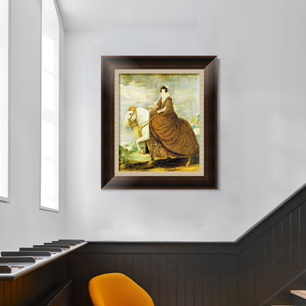 INVIN ART Framed Canvas Art Giclee Print Queen Elizabeth of Bourbon, on horseback by the Christian Soul by Diego Velazquez Wall Art Living Decorations