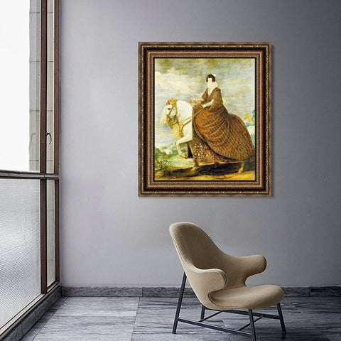 INVIN ART Framed Canvas Art Giclee Print Queen Elizabeth of Bourbon, on horseback by the Christian Soul by Diego Velazquez Wall Art Living Decorations