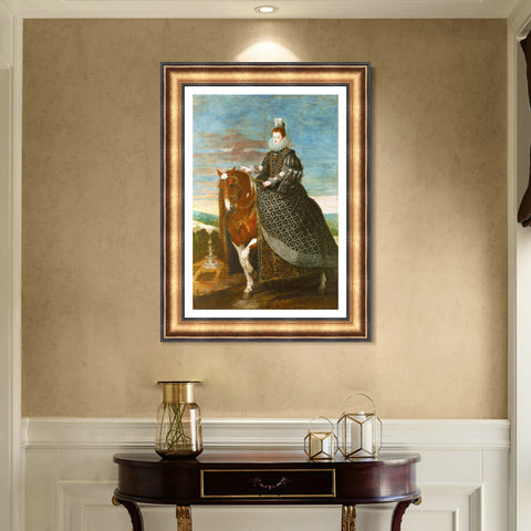 INVIN ART Framed Canvas Art Giclee Print Prince Queen Margaret of Austria, on horseback by the Christian Soul by Diego Velazquez Wall Art Decorations