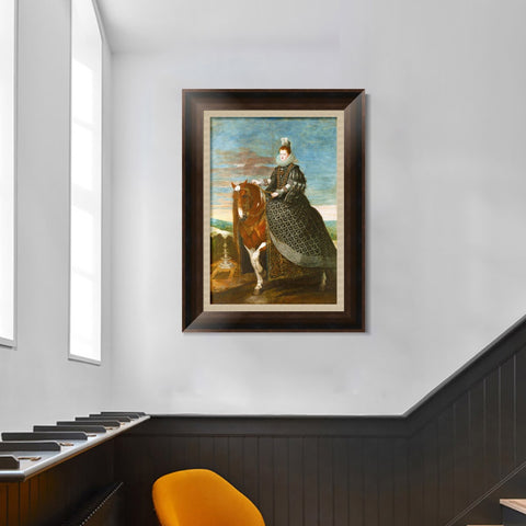 INVIN ART Framed Canvas Art Giclee Print Prince Queen Margaret of Austria, on horseback by the Christian Soul by Diego Velazquez Wall Art Decorations
