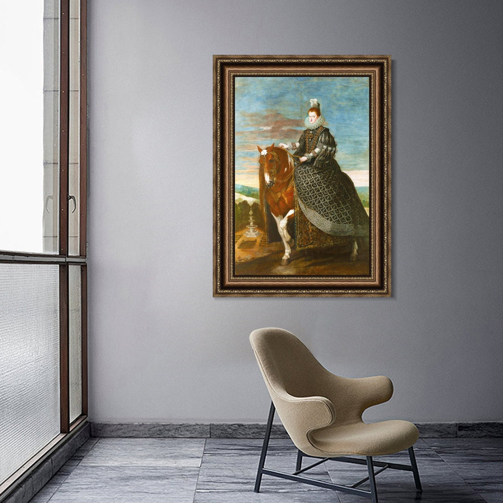 INVIN ART Framed Canvas Art Giclee Print Prince Queen Margaret of Austria, on horseback by the Christian Soul by Diego Velazquez Wall Art Decorations