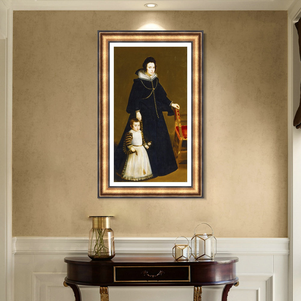 INVIN ART Framed Canvas Art Giclee Print Antonia de Ipenarrieta y Galdos and her son Don Luis by Diego Velazquez Wall Art Living Decorations
