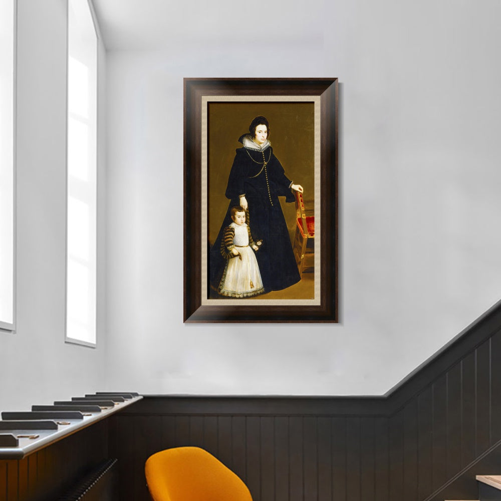 INVIN ART Framed Canvas Art Giclee Print Antonia de Ipenarrieta y Galdos and her son Don Luis by Diego Velazquez Wall Art Living Decorations