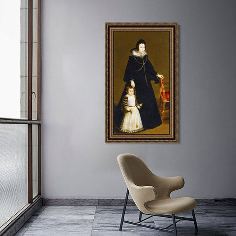 INVIN ART Framed Canvas Art Giclee Print Antonia de Ipenarrieta y Galdos and her son Don Luis by Diego Velazquez Wall Art Living Decorations