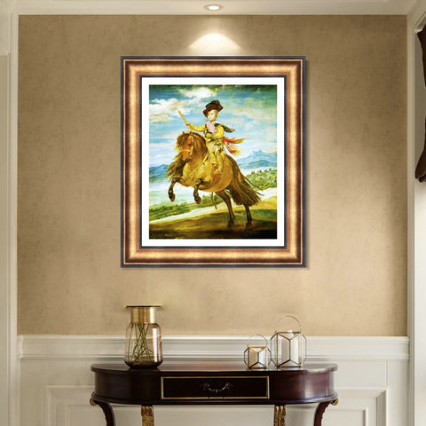 INVIN ART Framed Canvas Art Giclee Print Prince Baltasar Carlos, on horseback by the Christian Soul by Diego Velazquez Wall Art Living Decorations