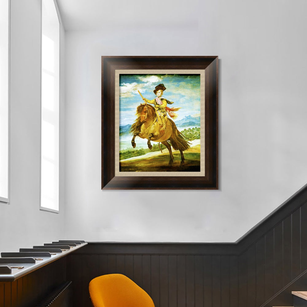 INVIN ART Framed Canvas Art Giclee Print Prince Baltasar Carlos, on horseback by the Christian Soul by Diego Velazquez Wall Art Living Decorations