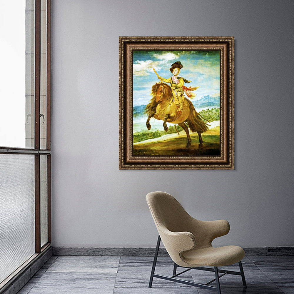 INVIN ART Framed Canvas Art Giclee Print Prince Baltasar Carlos, on horseback by the Christian Soul by Diego Velazquez Wall Art Living Decorations