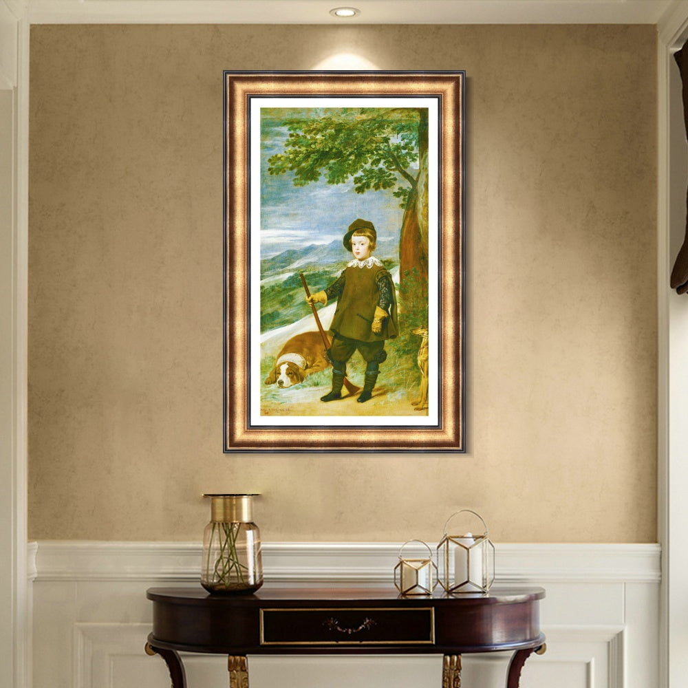 INVIN ART Framed Canvas Art Giclee Print Prince Baltasar Carlos as a Hunter by Diego Velazquez Wall Art