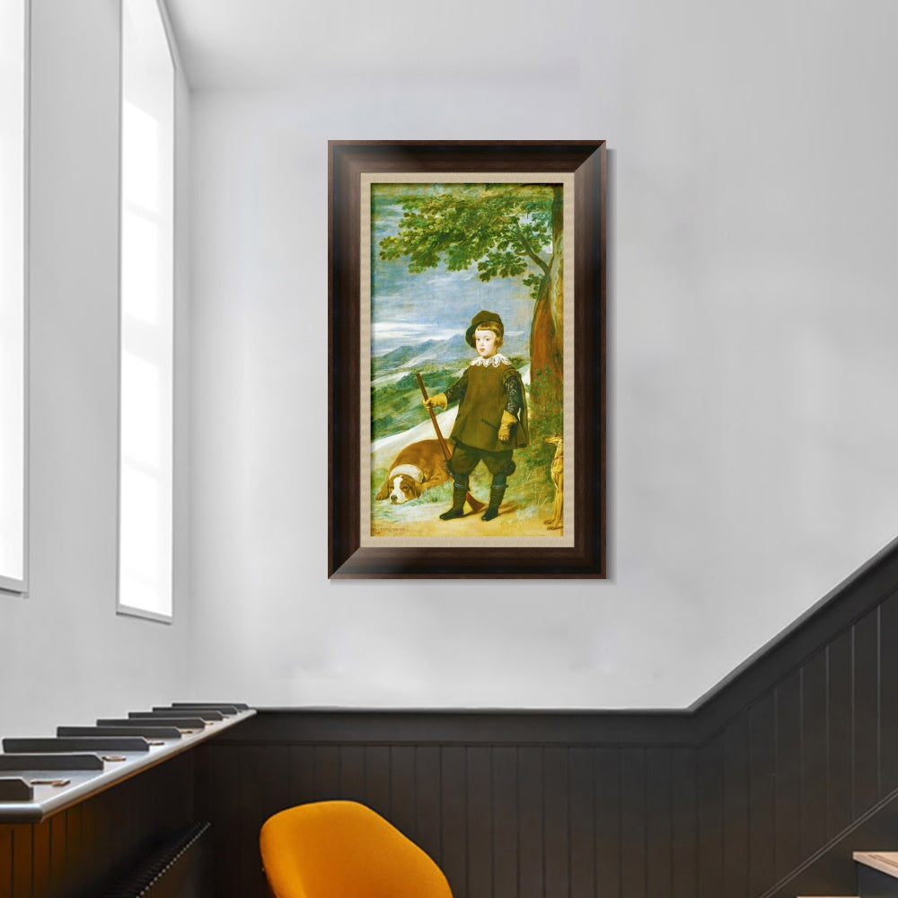 INVIN ART Framed Canvas Art Giclee Print Prince Baltasar Carlos as a Hunter by Diego Velazquez Wall Art