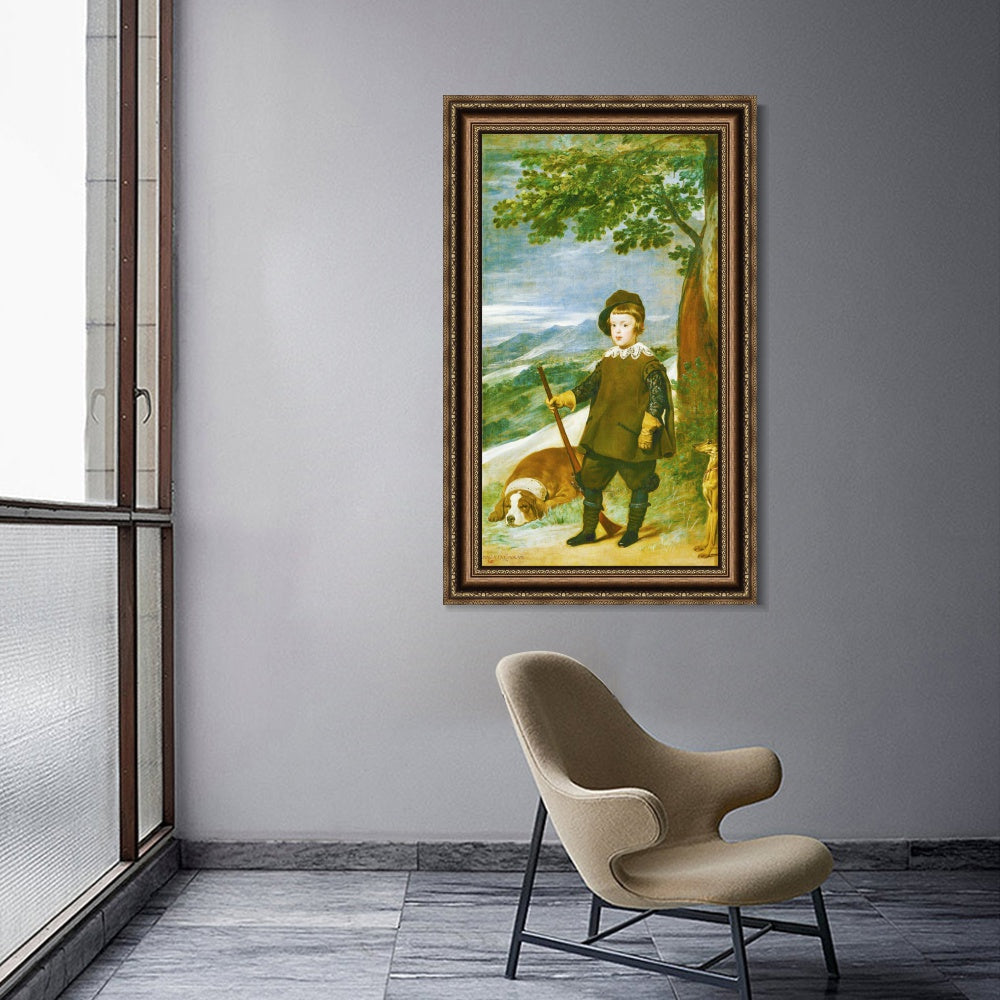 INVIN ART Framed Canvas Art Giclee Print Prince Baltasar Carlos as a Hunter by Diego Velazquez Wall Art