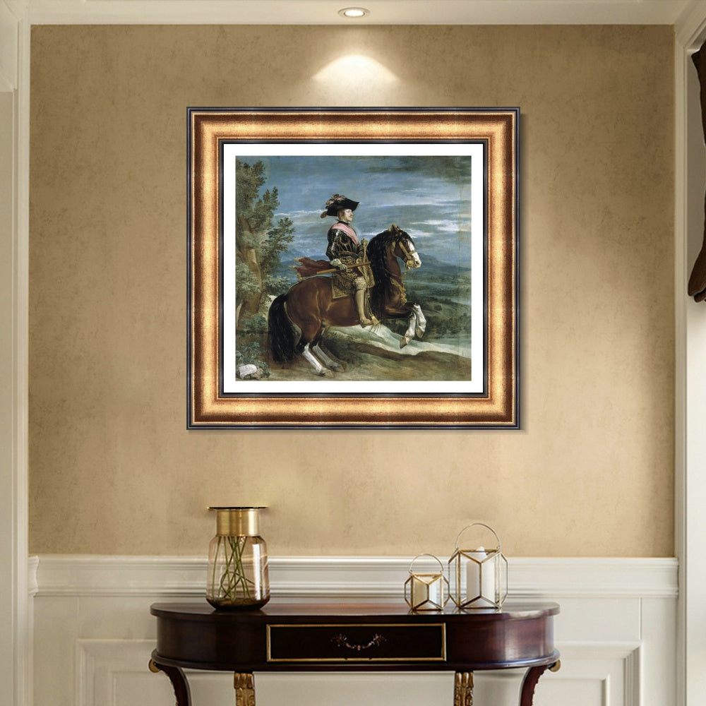 INVIN ART Framed Canvas Art Giclee Print Felipe IV, on horseback by the Christian Soul by Diego Velazquez Wall Art