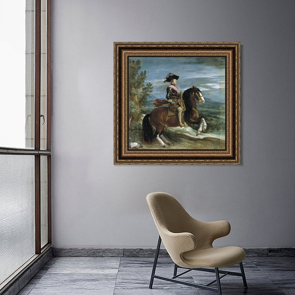 INVIN ART Framed Canvas Art Giclee Print Felipe IV, on horseback by the Christian Soul by Diego Velazquez Wall Art