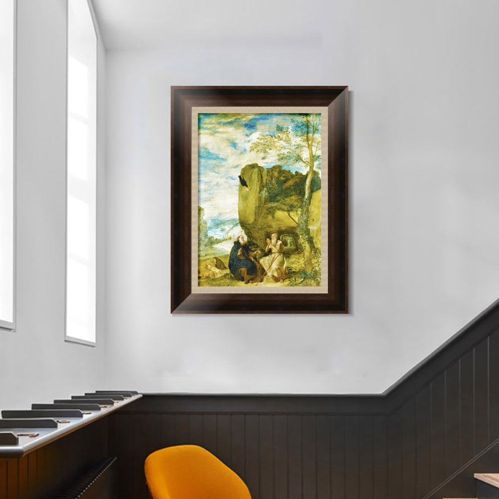 INVIN ART Framed Canvas Art Giclee Print Prince Saint Paul, first hermit by the Christian Soul by Diego Velazquez Wall Art Living Decorations