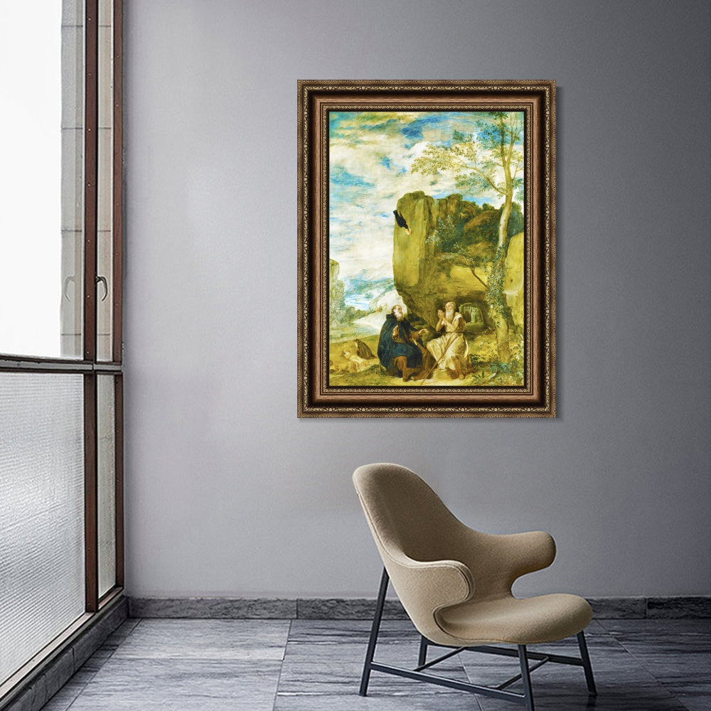INVIN ART Framed Canvas Art Giclee Print Prince Saint Paul, first hermit by the Christian Soul by Diego Velazquez Wall Art Living Decorations