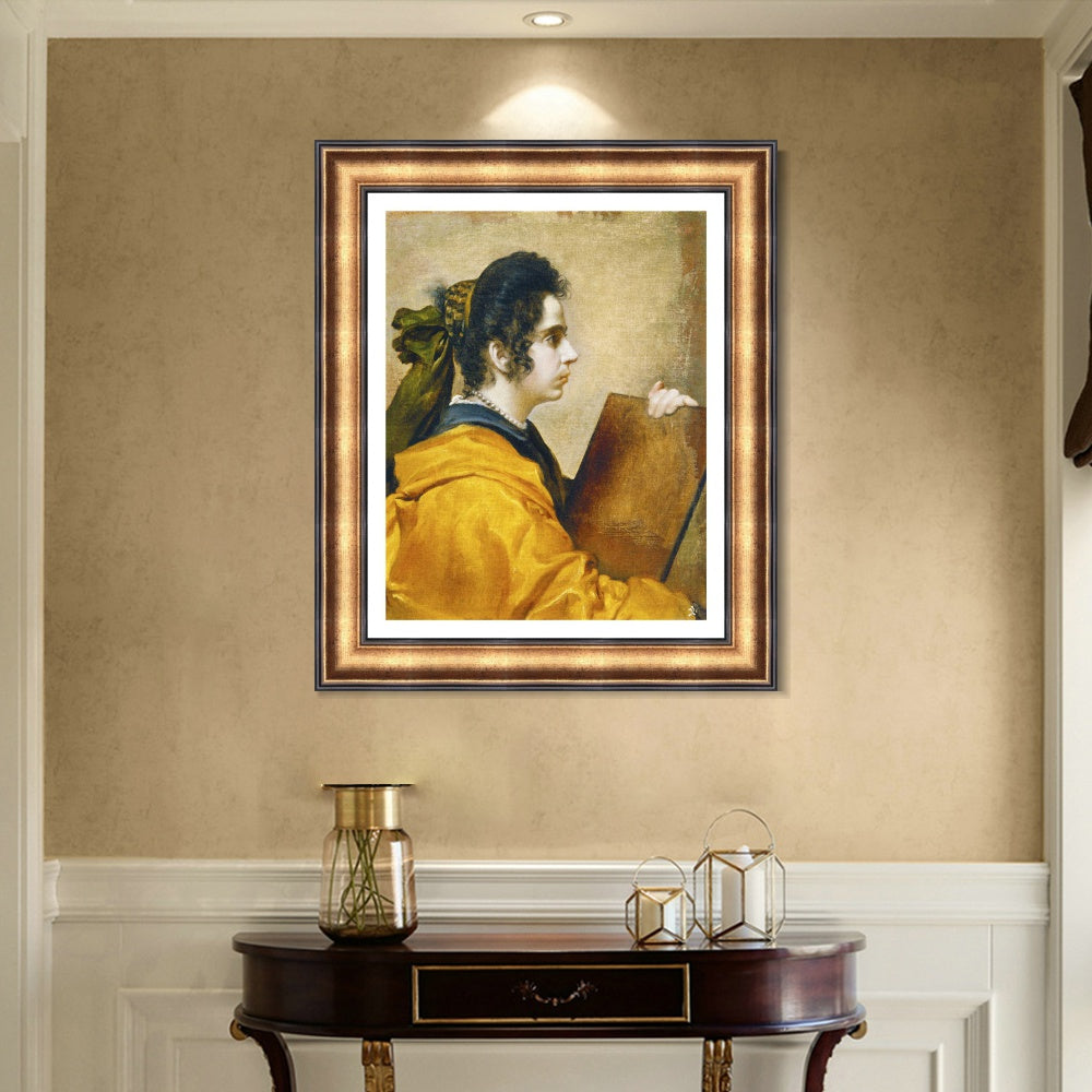 INVIN ART Framed Canvas Art Giclee Print A sibyl (Juana Pacheco) by the Christian Soul by Diego Velazquez Wall Art