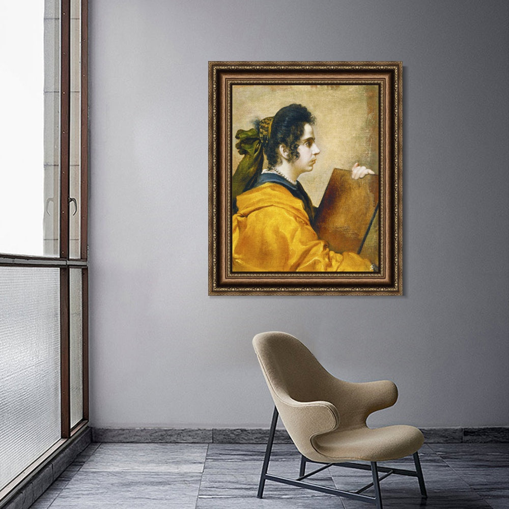 INVIN ART Framed Canvas Art Giclee Print A sibyl (Juana Pacheco) by the Christian Soul by Diego Velazquez Wall Art