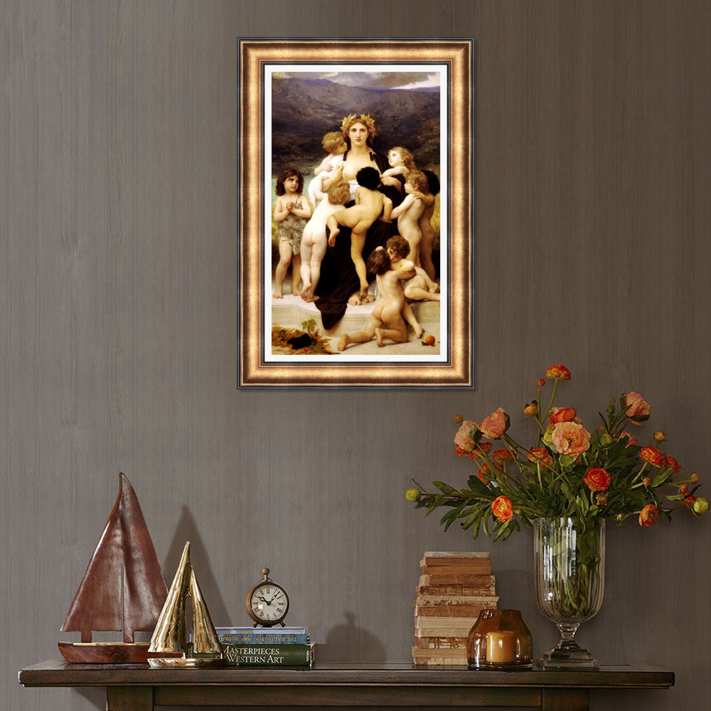 INVIN ART Framed Canvas Art Giclee Print Angle by William Adolphe Bouguereau Wall Art Living Room Home Office Decorations