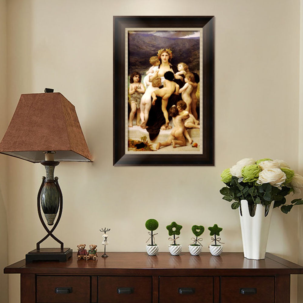 INVIN ART Framed Canvas Art Giclee Print Angle by William Adolphe Bouguereau Wall Art Living Room Home Office Decorations