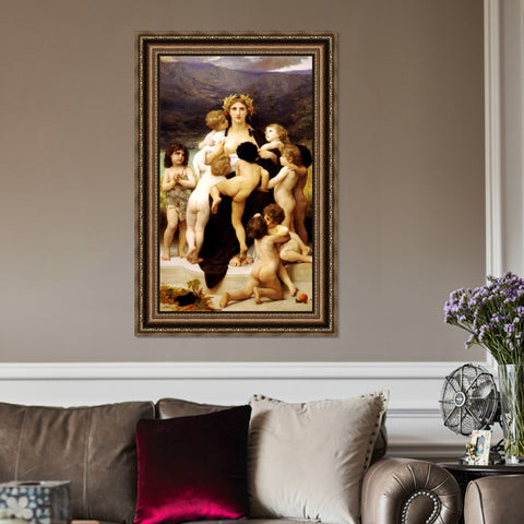INVIN ART Framed Canvas Art Giclee Print Angle by William Adolphe Bouguereau Wall Art Living Room Home Office Decorations