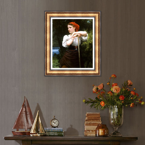 INVIN ART Framed Canvas Art Giclee Print The Haymaker (1869) by William Adolphe Bouguereau Wall Art Living Room Home Office Decorations