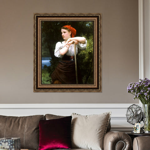 INVIN ART Framed Canvas Art Giclee Print The Haymaker (1869) by William Adolphe Bouguereau Wall Art Living Room Home Office Decorations