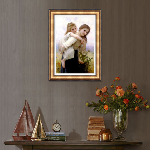 INVIN ART Framed Canvas Art Giclee Print Not Too Much To Carry by William Adolphe Bouguereau Wall Art Living Room Home Office Decorations