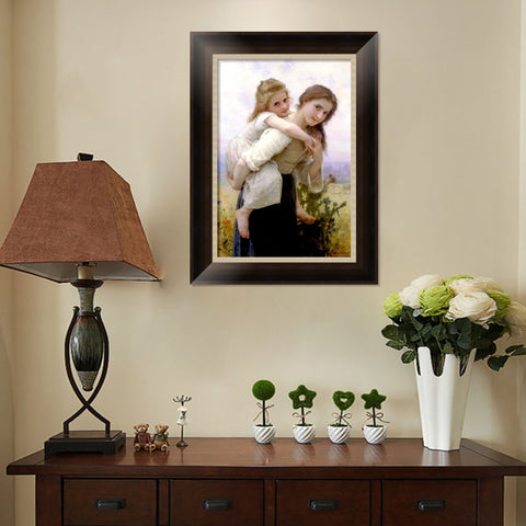 INVIN ART Framed Canvas Art Giclee Print Not Too Much To Carry by William Adolphe Bouguereau Wall Art Living Room Home Office Decorations
