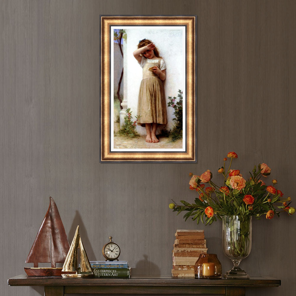 INVIN ART Framed Canvas Art Giclee Print In Penitence by William Adolphe Bouguereau Wall Art Living Room Home Office Decorations