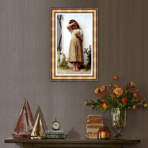 INVIN ART Framed Canvas Art Giclee Print In Penitence by William Adolphe Bouguereau Wall Art Living Room Home Office Decorations