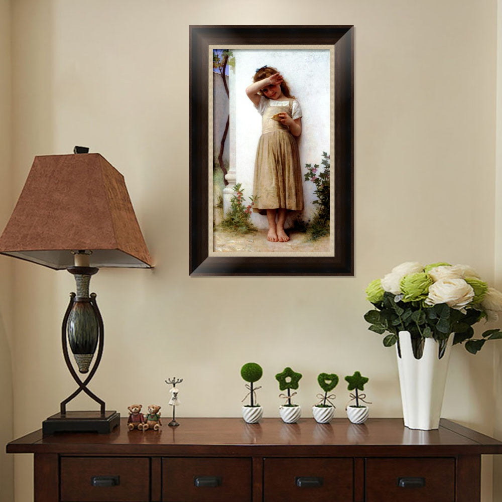 INVIN ART Framed Canvas Art Giclee Print In Penitence by William Adolphe Bouguereau Wall Art Living Room Home Office Decorations