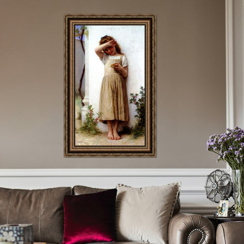 INVIN ART Framed Canvas Art Giclee Print In Penitence by William Adolphe Bouguereau Wall Art Living Room Home Office Decorations