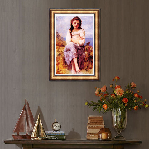 INVIN ART Framed Canvas Art Giclee Print Far Niente by William Adolphe Bouguereau Wall Art Living Room Home Office Decorations