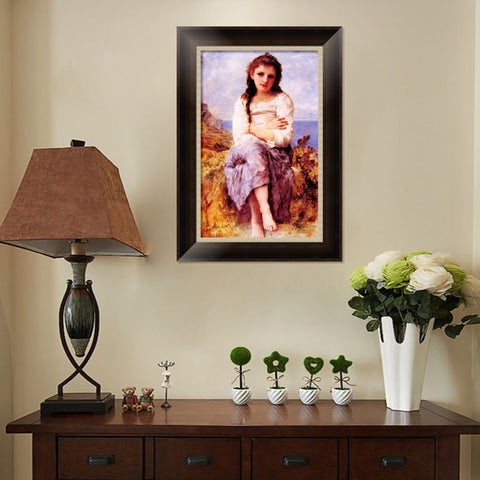 INVIN ART Framed Canvas Art Giclee Print Far Niente by William Adolphe Bouguereau Wall Art Living Room Home Office Decorations