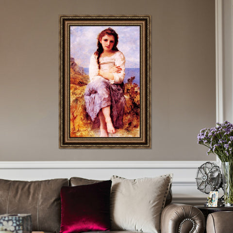 INVIN ART Framed Canvas Art Giclee Print Far Niente by William Adolphe Bouguereau Wall Art Living Room Home Office Decorations