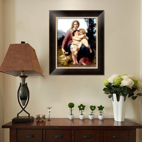 INVIN ART Framed Canvas Art Giclee Print The Holy Family by William Adolphe Bouguereau Wall Art Living Room Home Office Decorations