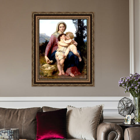 INVIN ART Framed Canvas Art Giclee Print The Holy Family by William Adolphe Bouguereau Wall Art Living Room Home Office Decorations