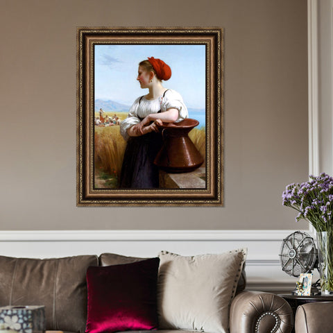 INVIN ART Framed Canvas Art Giclee Print The Harvester/Moissoneuse by William Adolphe Bouguereau Wall Art Living Room Home Office Decorations