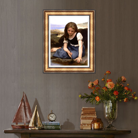 INVIN ART Framed Canvas Art Giclee Print The Crab by William Adolphe Bouguereau Wall Art Living Room Home Office Decorations