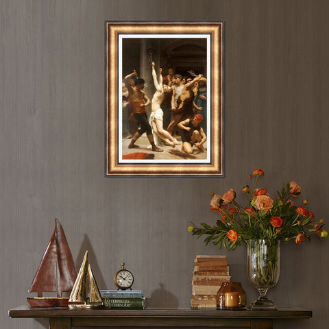 INVIN ART Framed Canvas Art Giclee Print The Flagellation of Our Lord Jesus Christ by William Adolphe Bouguereau Wall Art Living Room Home Office Decorations
