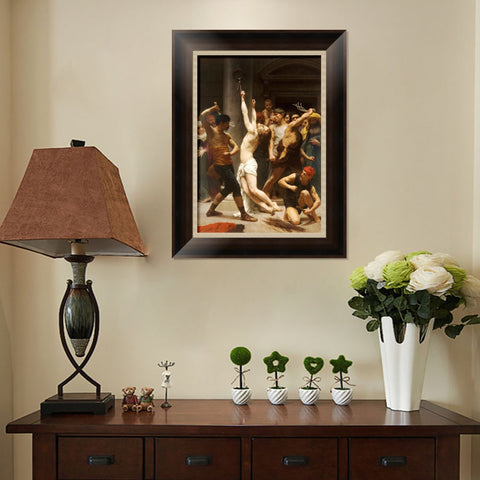 INVIN ART Framed Canvas Art Giclee Print The Flagellation of Our Lord Jesus Christ by William Adolphe Bouguereau Wall Art Living Room Home Office Decorations