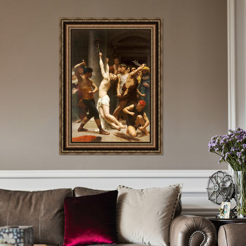 INVIN ART Framed Canvas Art Giclee Print The Flagellation of Our Lord Jesus Christ by William Adolphe Bouguereau Wall Art Living Room Home Office Decorations