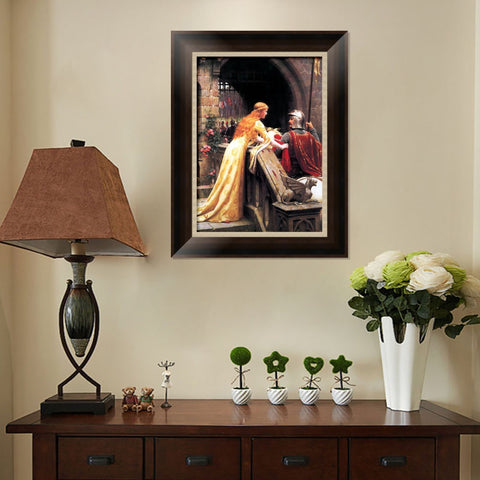 INVIN ART Framed Canvas Art Giclee Print virgin enthroned by William Adolphe Bouguereau Wall Art Living Room Home Office Decorations