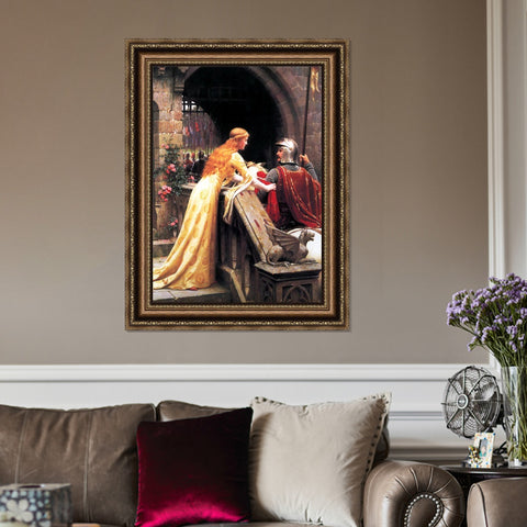 INVIN ART Framed Canvas Art Giclee Print virgin enthroned by William Adolphe Bouguereau Wall Art Living Room Home Office Decorations