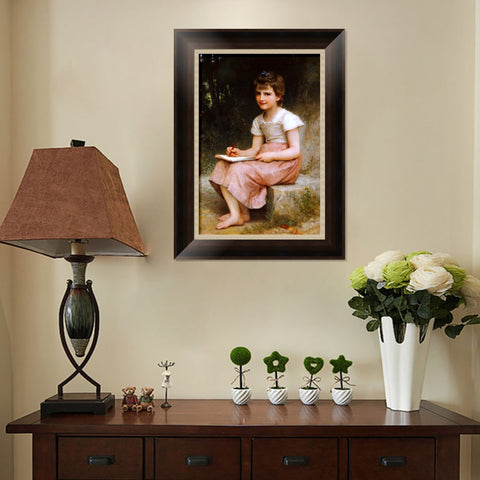 INVIN ART Framed Canvas Art Giclee Print A Calling (1896) by William Adolphe Bouguereau Wall Art Living Room Home Office Decorations