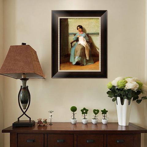 INVIN ART Framed Canvas Art Giclee Print A Portrait of Léonie Bouguereau (1850) by William Adolphe Bouguereau Wall Art Living Room Home Office Decorations
