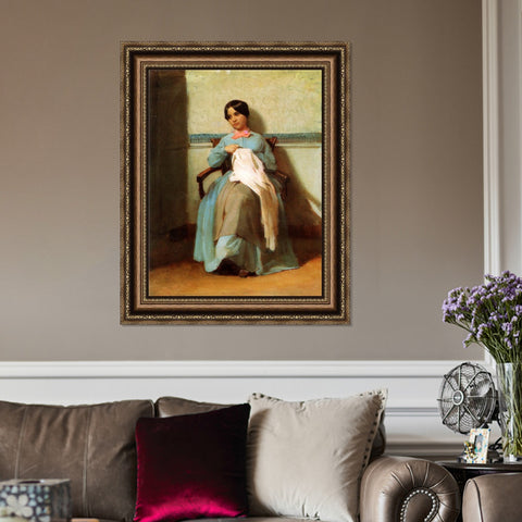 INVIN ART Framed Canvas Art Giclee Print A Portrait of Léonie Bouguereau (1850) by William Adolphe Bouguereau Wall Art Living Room Home Office Decorations