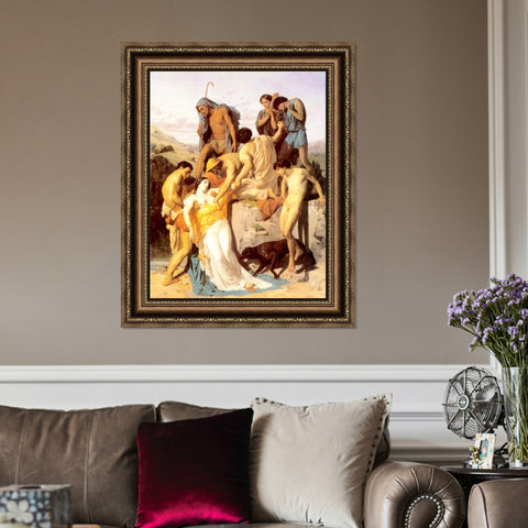 INVIN ART Framed Canvas Art Giclee Print Zenobia Found by Shepherds on the Banks of the Araxes by William Adolphe Bouguereau Wall Art Living Room Home Office Decorations