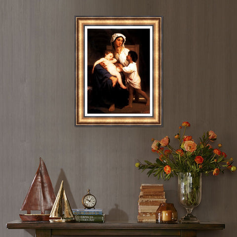 INVIN ART Framed Canvas Art Giclee Print Sleep 1864 boy by William Adolphe Bouguereau Wall Art Living Room Home Office Decorations